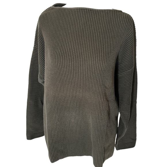 Vintage Y2k Green Ribbed Long Sleeve Sweater Slouchy grandpa size M oversized - Picture 3 of 11